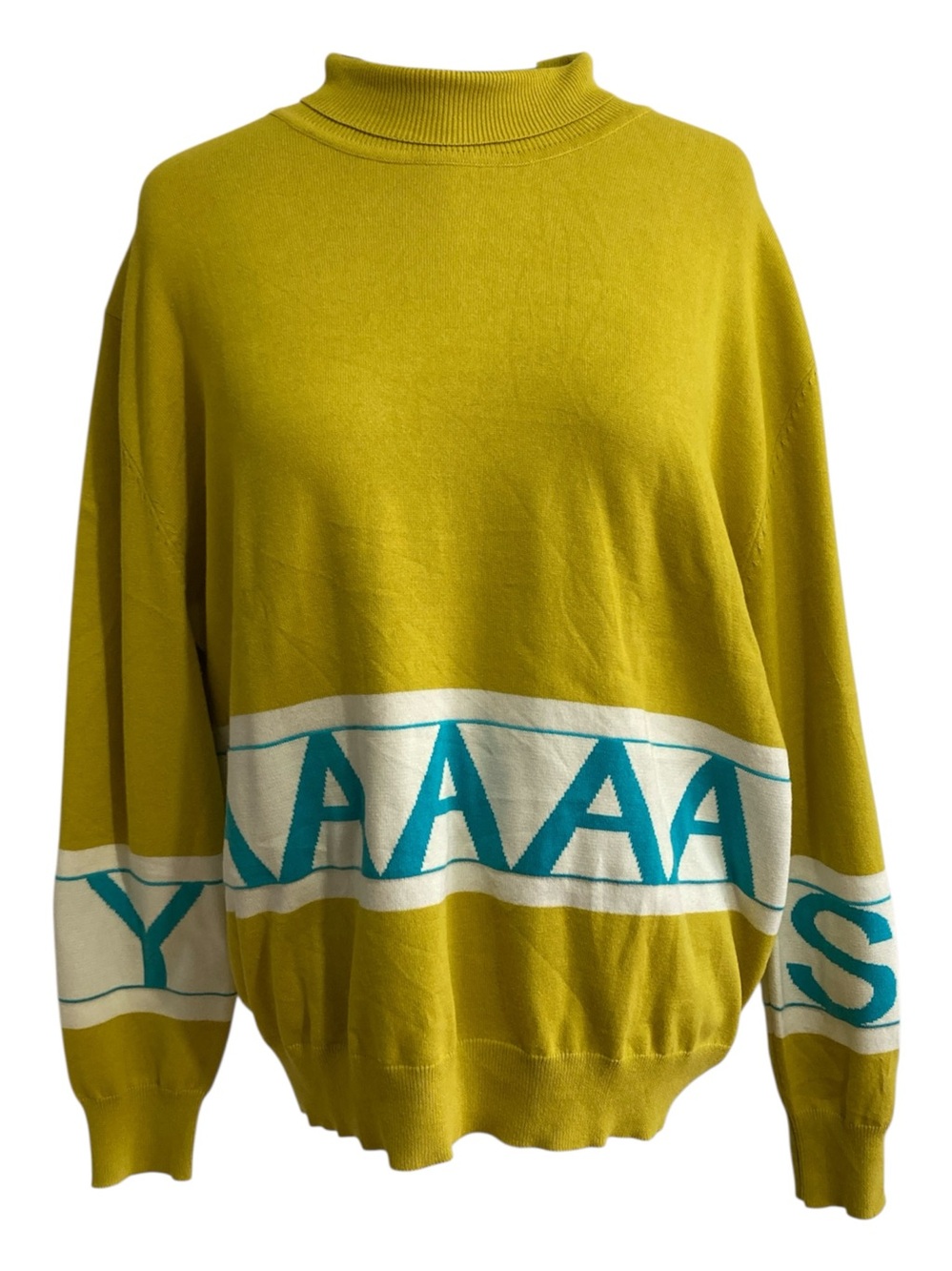 MOI INU YAAAAS Text Print Oversized Cotton Turtleneck Sweater
